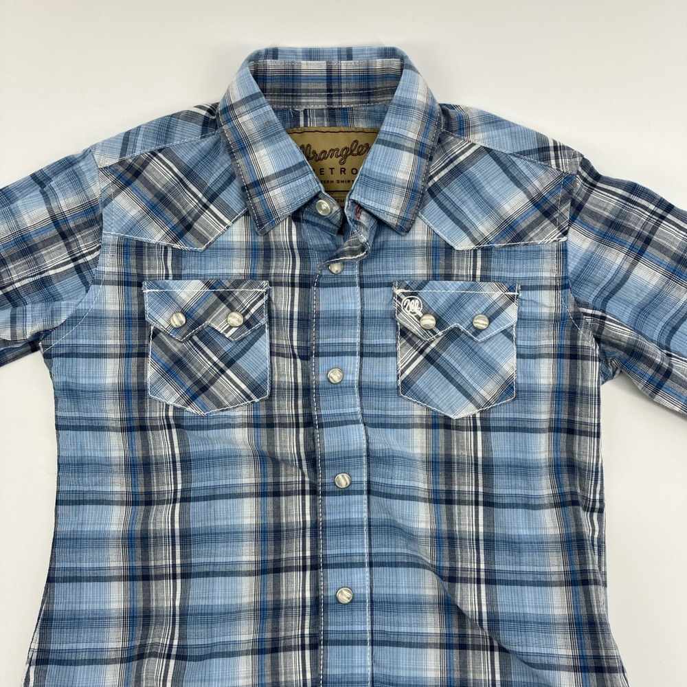 Wrangler Retro Toddler Western Cowboy Pearl Snap Rodeo Shirt 18 Months Blue